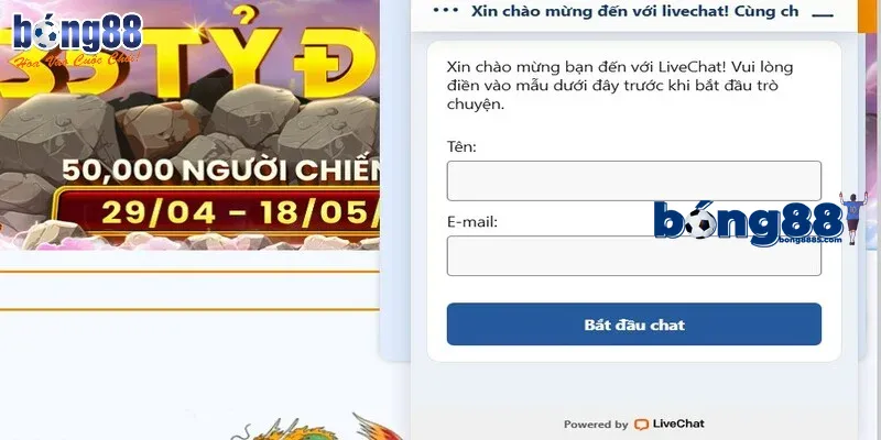 CSKH BONG88 Cửa sổ chatbox trực tuyến