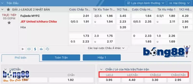 Kèo chẵn lẻ BONG88 – Cược đơn giản, thắng bất ngờ Dạng cược chẵn lẻ truyền thống